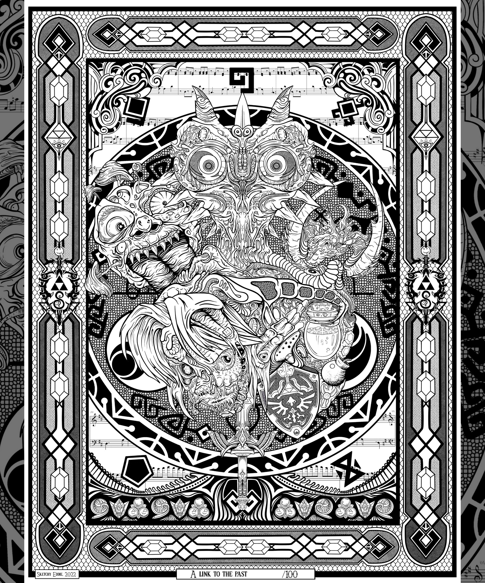 Limited Edition “A Link To The Past” OG Ink Poster/ Coloring Page